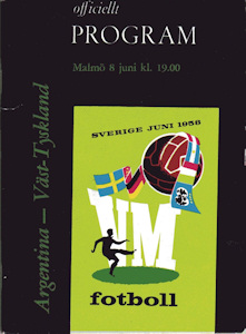 Offizielles Programm official programme Programmheft WM 1958 Gruppe 1 Argentinien - Deutschland