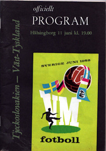 Offizielles Programm official programme Programmheft WM 1958 Gruppe 1 Tschechoslowakei-Deutschland