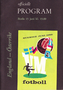 Offizielles Programm official programme Programmheft WM 1958 Gruppe 4 England-Österreich Oesterreich