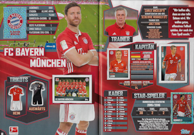 Album Sammelalbum Panini Topps Bundesliga 2016-2017 Fussball 2016/2017 innen