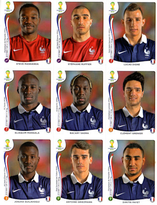 Album Sammelalbum Panini WM 2014 Brasilien Brasil World Cup Fußball-Weltmeisterschaft WM 2014 Update Frankreich Bogen