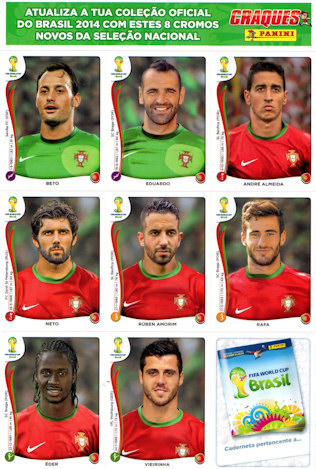 Album Sammelalbum Panini WM 2014 Brasilien Brasil World Cup Fußball-Weltmeisterschaft WM 2014 Update Portugal Bogen