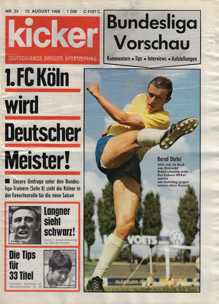 Bundesliga 1968/1969 1968/69 Kicker Sonderheft Vorschau
