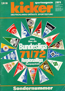 Bundesliga 1971/1972 71/72 Kicker Sport-Magazin Sonderheft Vorschau