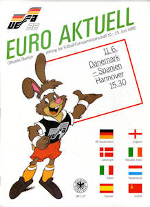 Offizielles Programm Programmheft EM 1988 Gruppe1 Dänemark - Spanien