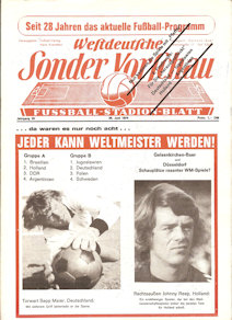Programm programme Programmheft WM 1974 Zweitprogramm Westdeutsche Sonderschau