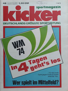 WM 1974 Kicker Nr. 48 vom 10.06.1974 Vorschau